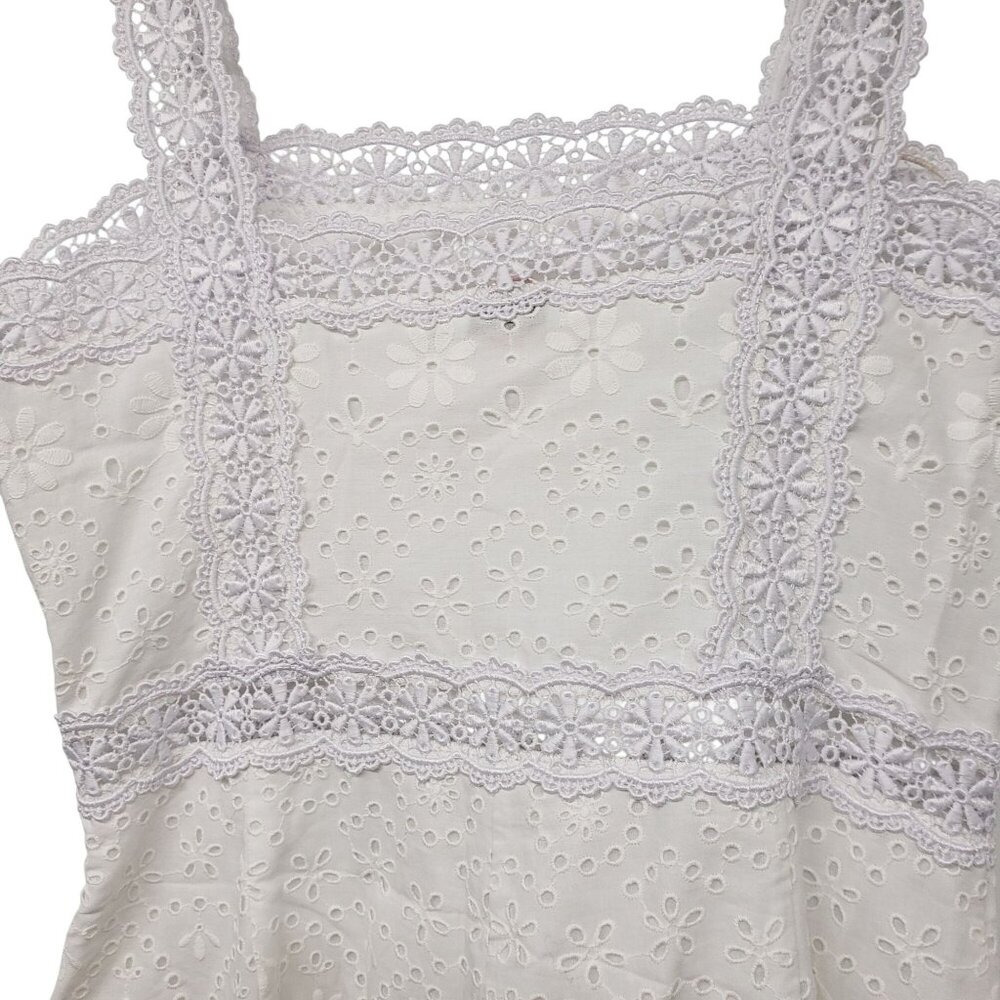 Charo Ruiz Zuma White Eyelet Lace Linen Embroidered Playsuit Romper Boho Beachy - Picture 10 of 14